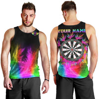 Personalized Colorful Neon Darts Men Tank Top with Bold Abstract Background - Wonder Print Shop
