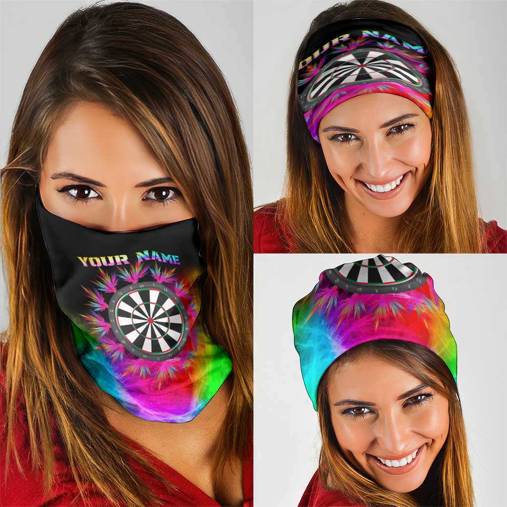 Colorful Neon Darts Neck Gaiter with Bold Abstract Background TS04