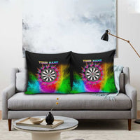 Personalized Colorful Neon Darts Pillow Cover with Bold Abstract Background - Wonder Print Shop