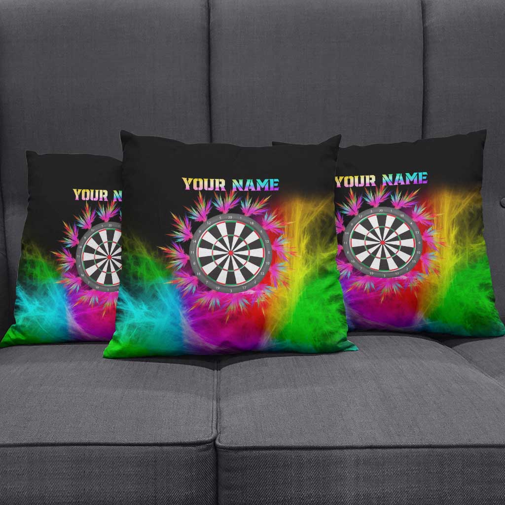 Personalized Colorful Neon Darts Pillow Cover with Bold Abstract Background - Wonder Print Shop