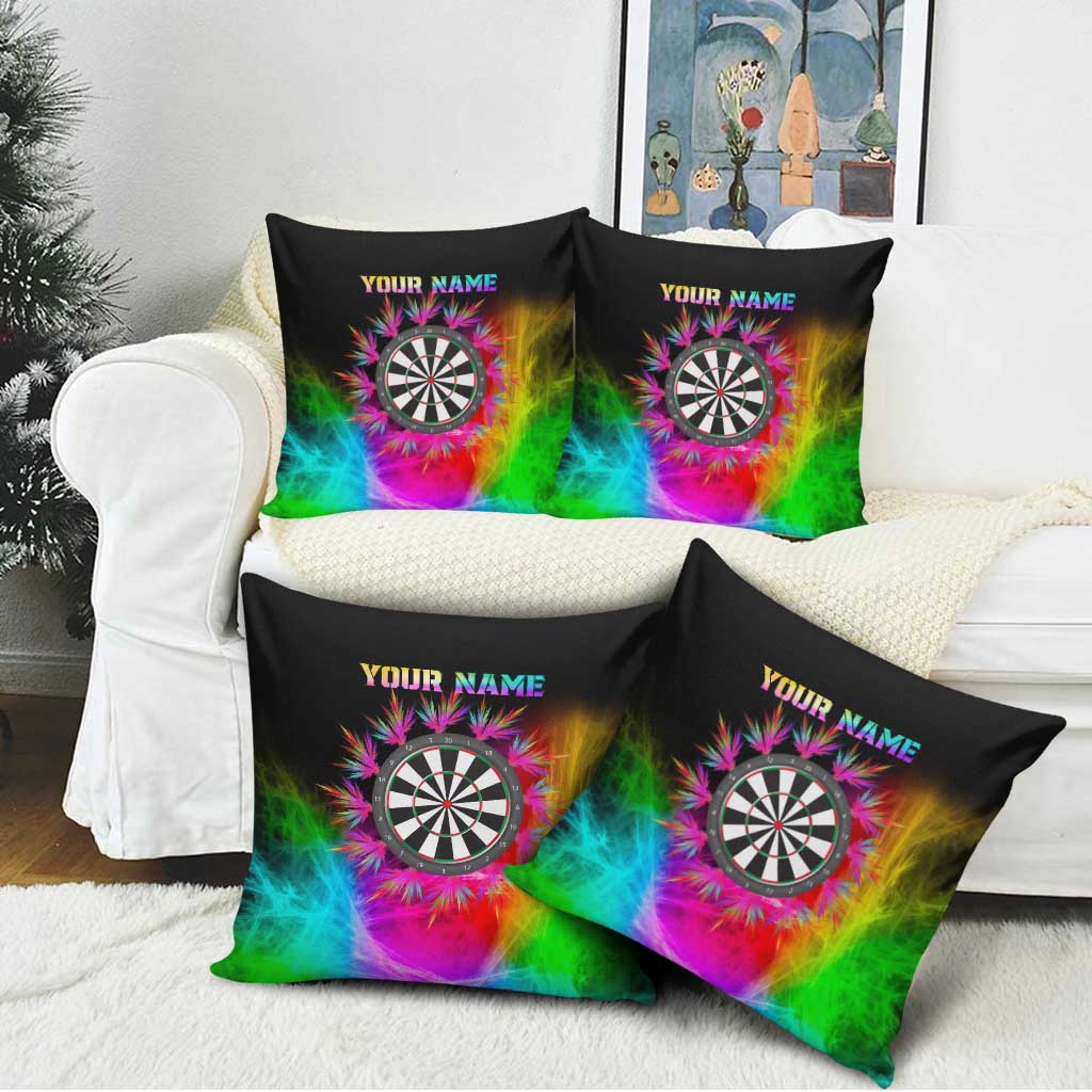 Personalized Colorful Neon Darts Pillow Cover with Bold Abstract Background - Wonder Print Shop