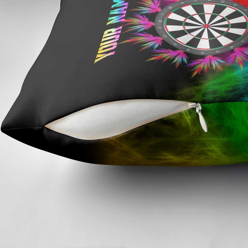 Personalized Colorful Neon Darts Pillow Cover with Bold Abstract Background - Wonder Print Shop
