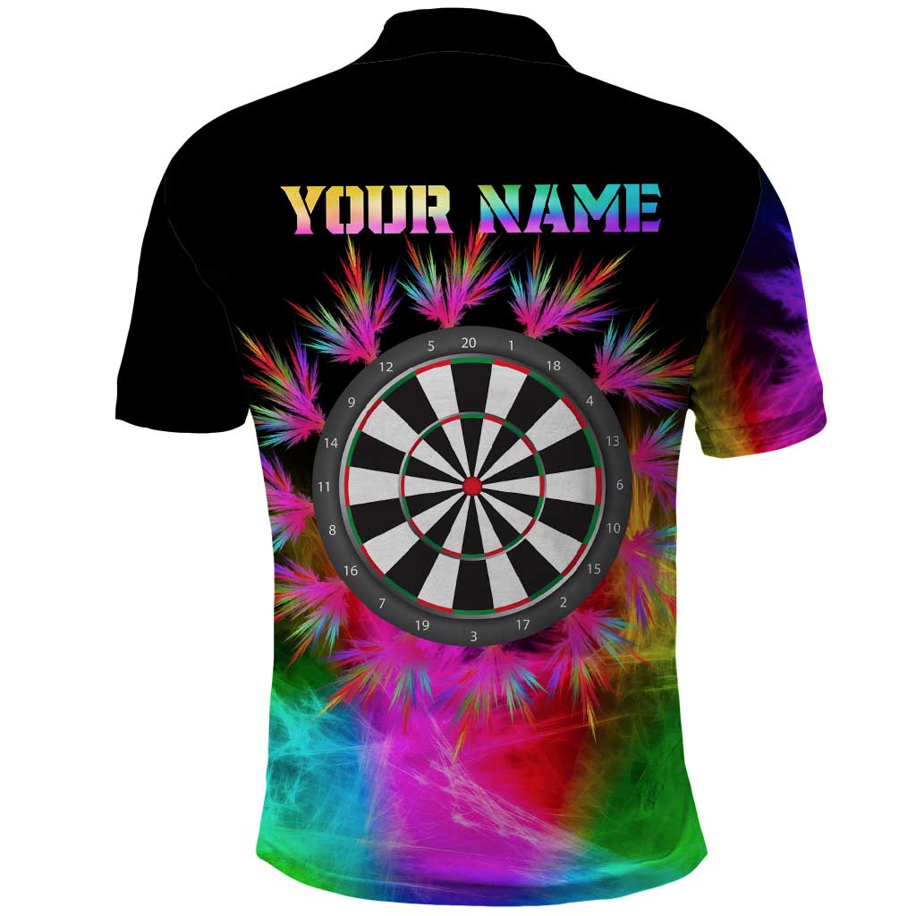 Personalized Colorful Neon Darts Polo Shirt with Bold Abstract Background - Wonder Print Shop