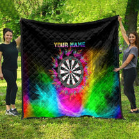 Personalized Colorful Neon Darts Quilt with Bold Abstract Background - Wonder Print Shop