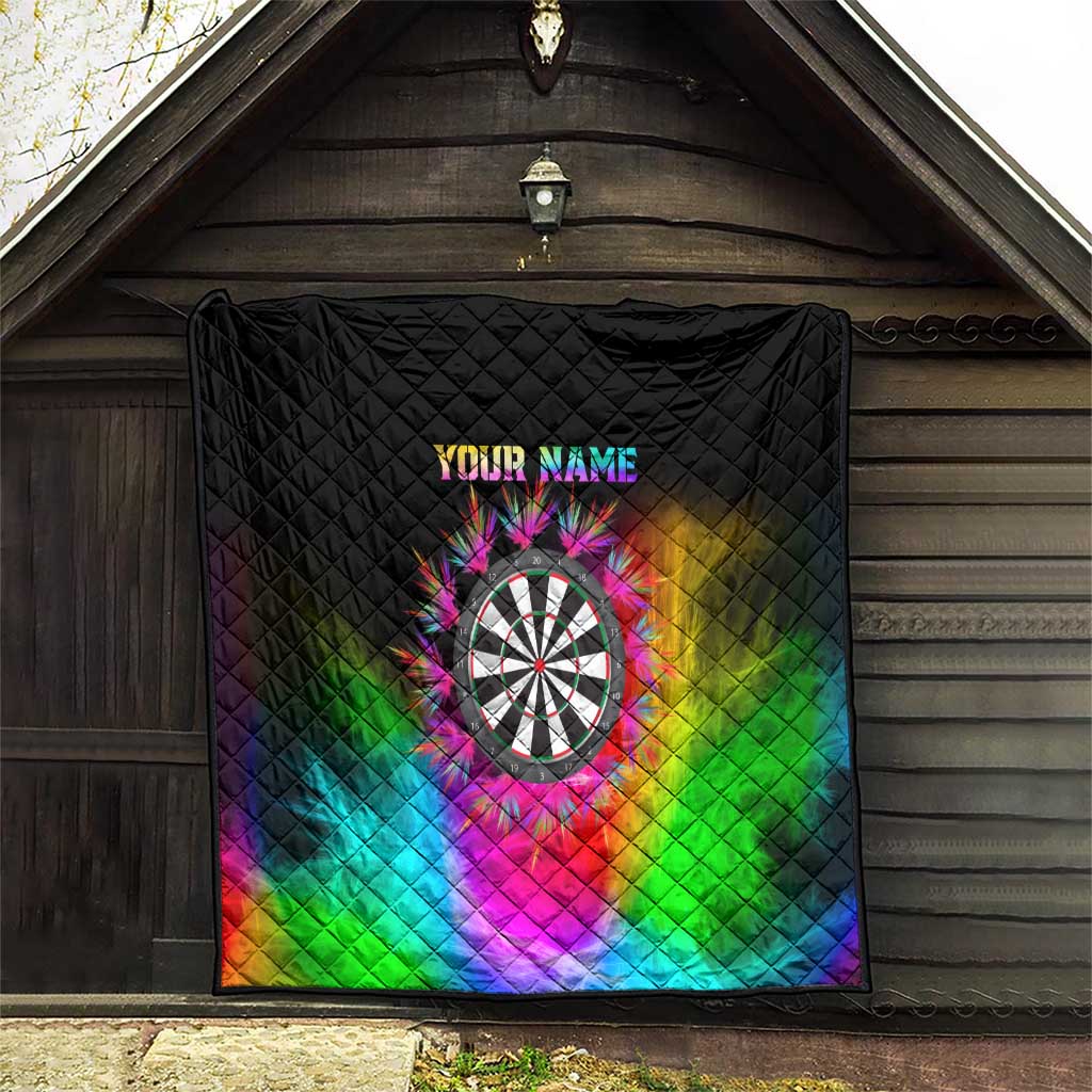Personalized Colorful Neon Darts Quilt with Bold Abstract Background - Wonder Print Shop