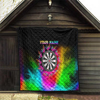 Personalized Colorful Neon Darts Quilt with Bold Abstract Background - Wonder Print Shop