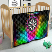 Personalized Colorful Neon Darts Quilt with Bold Abstract Background - Wonder Print Shop