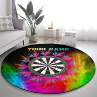 Personalized Colorful Neon Darts Round Carpet with Bold Abstract Background - Wonder Print Shop
