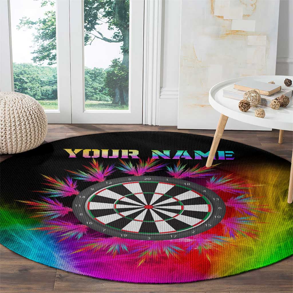 Personalized Colorful Neon Darts Round Carpet with Bold Abstract Background - Wonder Print Shop