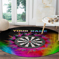 Personalized Colorful Neon Darts Round Carpet with Bold Abstract Background - Wonder Print Shop