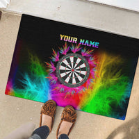 Personalized Colorful Neon Darts Rubber Doormat with Bold Abstract Background - Wonder Print Shop