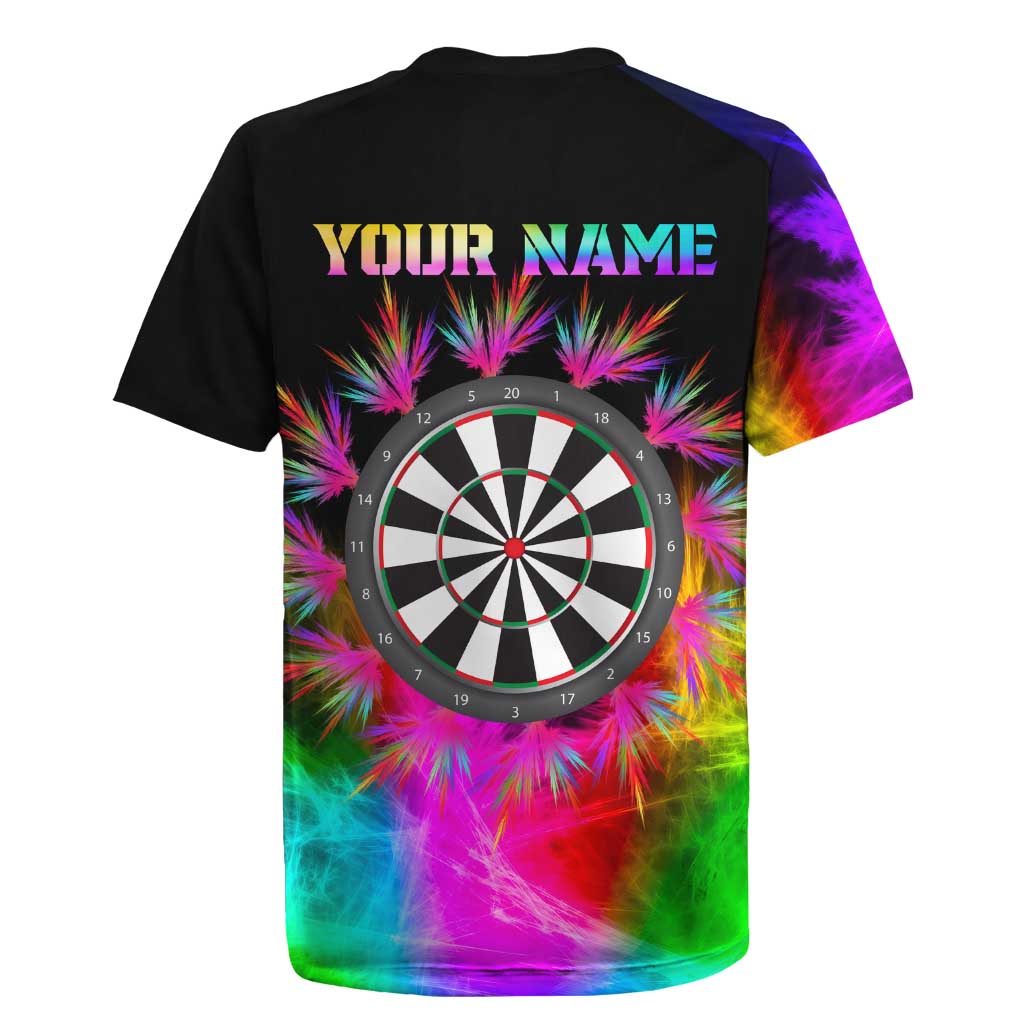 Personalized Colorful Neon Darts Rugby Jersey with Bold Abstract Background - Wonder Print Shop