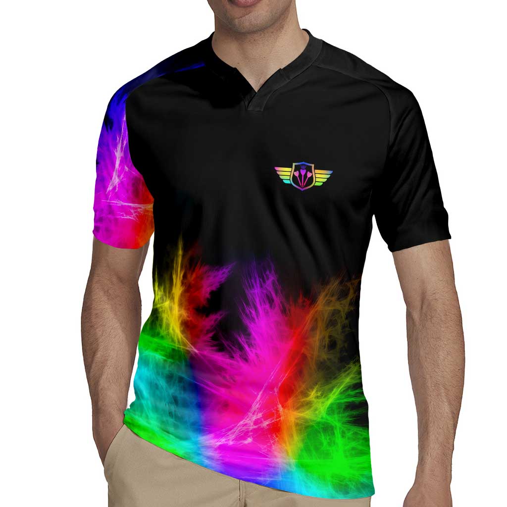 Personalized Colorful Neon Darts Rugby Jersey with Bold Abstract Background - Wonder Print Shop