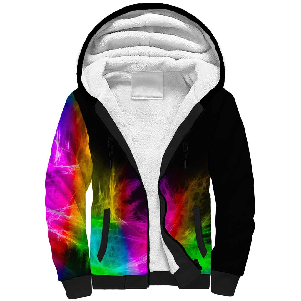 Personalized Colorful Neon Darts Sherpa Hoodie with Bold Abstract Background - Wonder Print Shop