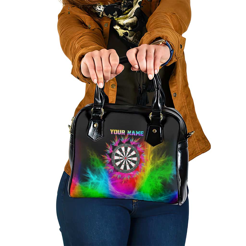 Personalized Colorful Neon Darts Shoulder Handbag with Bold Abstract Background - Wonder Print Shop