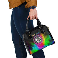 Personalized Colorful Neon Darts Shoulder Handbag with Bold Abstract Background - Wonder Print Shop