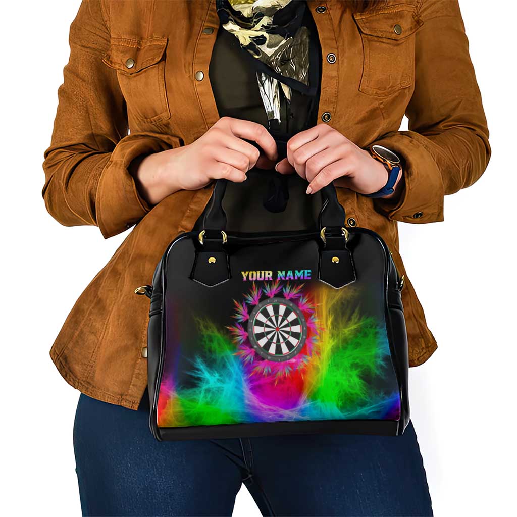 Personalized Colorful Neon Darts Shoulder Handbag with Bold Abstract Background - Wonder Print Shop