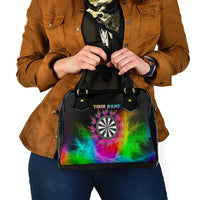 Personalized Colorful Neon Darts Shoulder Handbag with Bold Abstract Background - Wonder Print Shop