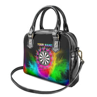 Personalized Colorful Neon Darts Shoulder Handbag with Bold Abstract Background - Wonder Print Shop