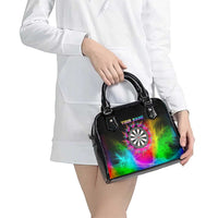 Personalized Colorful Neon Darts Shoulder Handbag with Bold Abstract Background - Wonder Print Shop