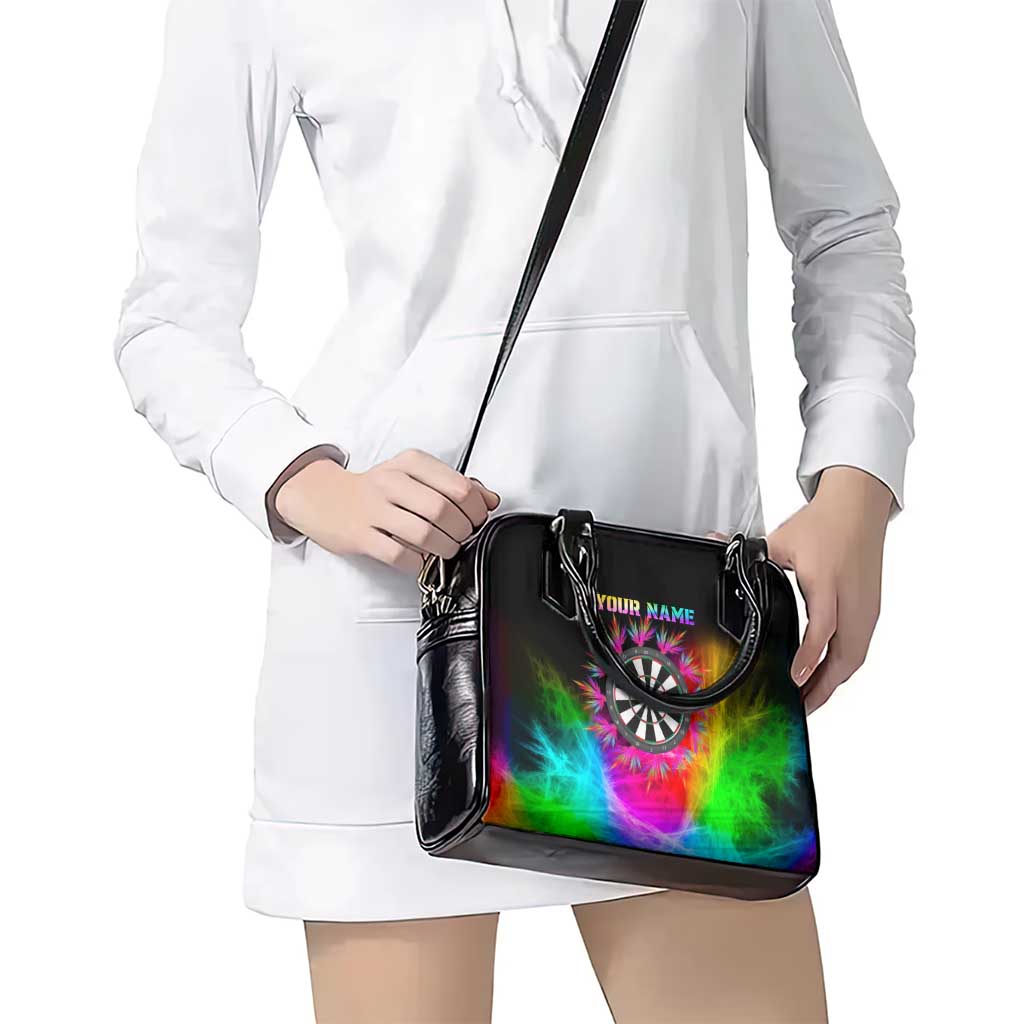 Personalized Colorful Neon Darts Shoulder Handbag with Bold Abstract Background - Wonder Print Shop