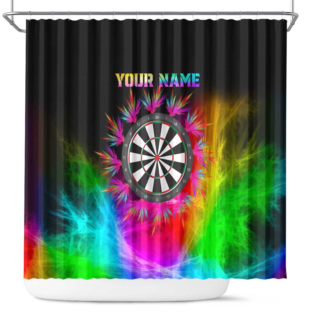 Personalized Colorful Neon Darts Shower Curtain with Bold Abstract Background - Wonder Print Shop