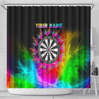 Personalized Colorful Neon Darts Shower Curtain with Bold Abstract Background - Wonder Print Shop