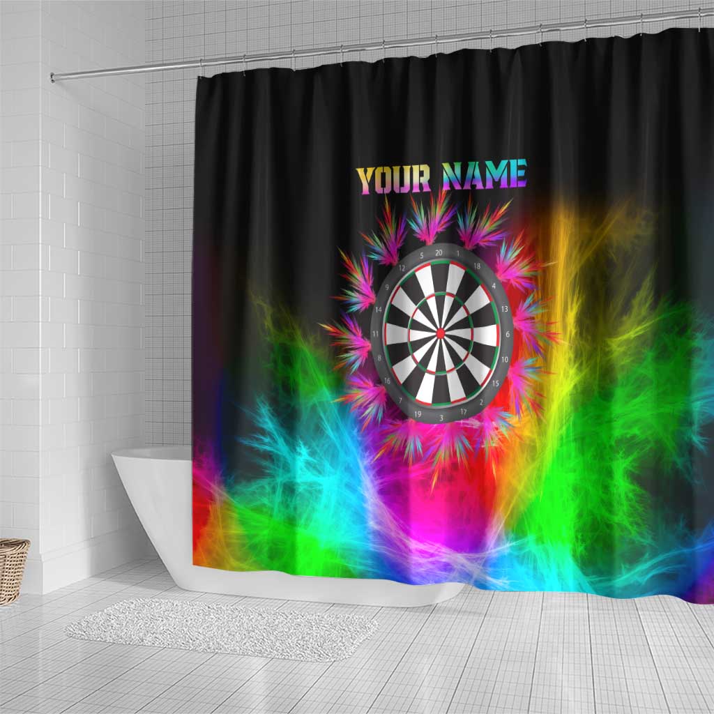 Personalized Colorful Neon Darts Shower Curtain with Bold Abstract Background - Wonder Print Shop