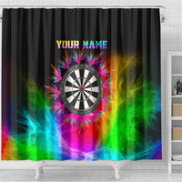 Personalized Colorful Neon Darts Shower Curtain with Bold Abstract Background - Wonder Print Shop