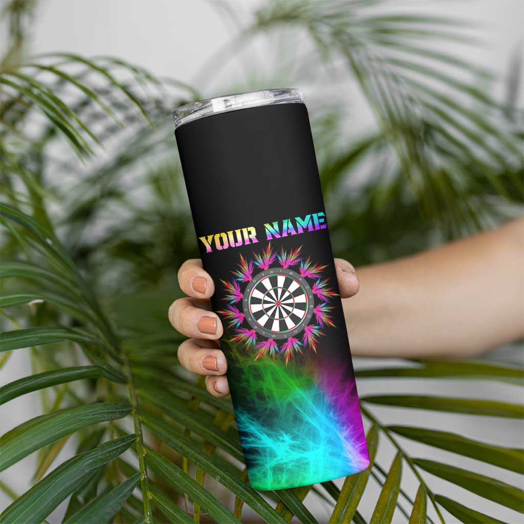 Personalized Colorful Neon Darts Skinny Tumbler with Bold Abstract Background - Wonder Print Shop