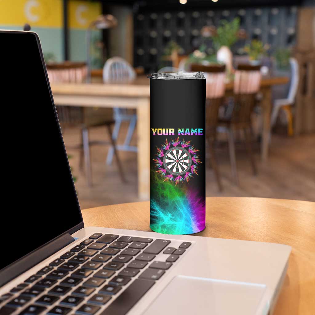 Personalized Colorful Neon Darts Skinny Tumbler with Bold Abstract Background - Wonder Print Shop