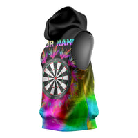 Personalized Colorful Neon Darts Sleeveless Hoodie with Bold Abstract Background - Wonder Print Shop