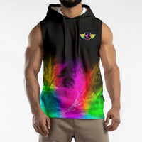 Personalized Colorful Neon Darts Sleeveless Hoodie with Bold Abstract Background - Wonder Print Shop