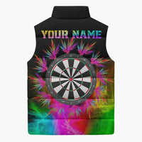 Personalized Colorful Neon Darts Sleeveless Puffer Jacket with Bold Abstract Background - Wonder Print Shop