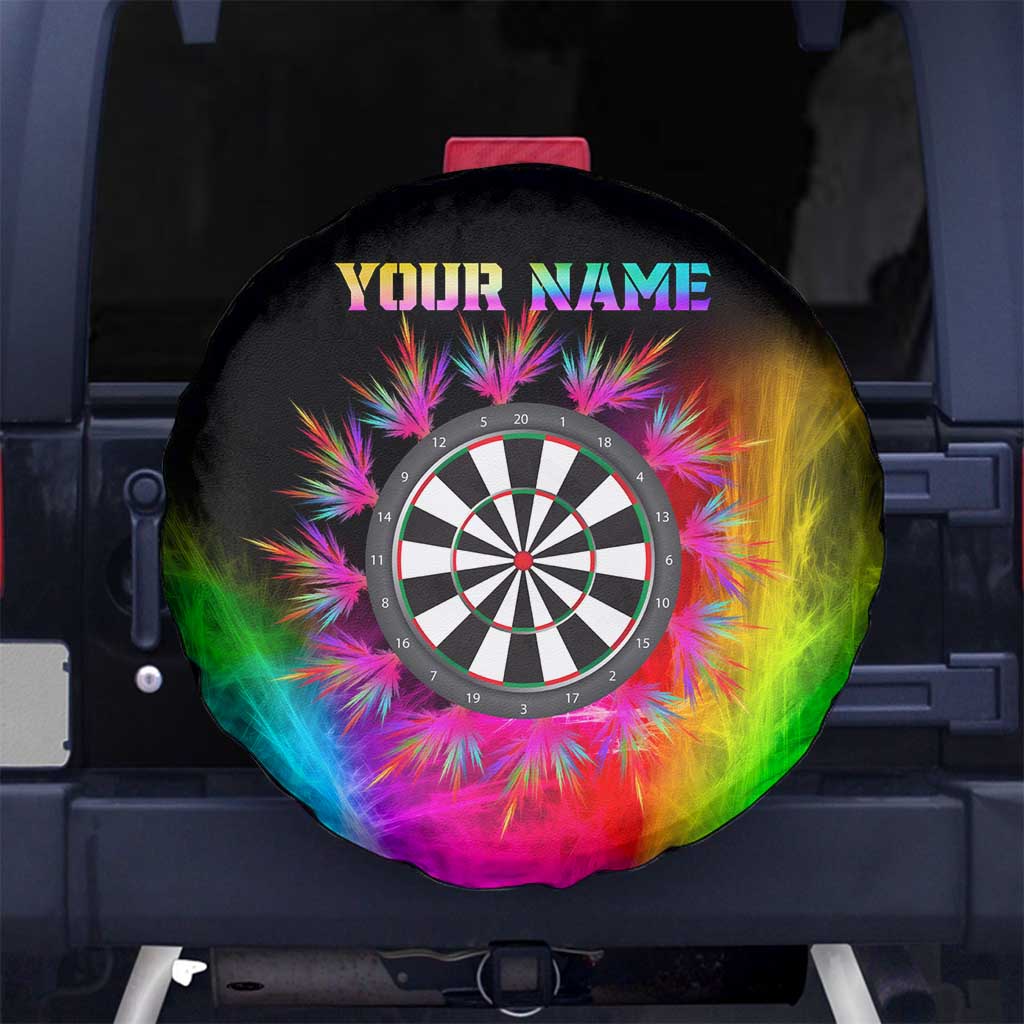 Personalized Colorful Neon Darts Spare Tire Cover with Bold Abstract Background - Wonder Print Shop