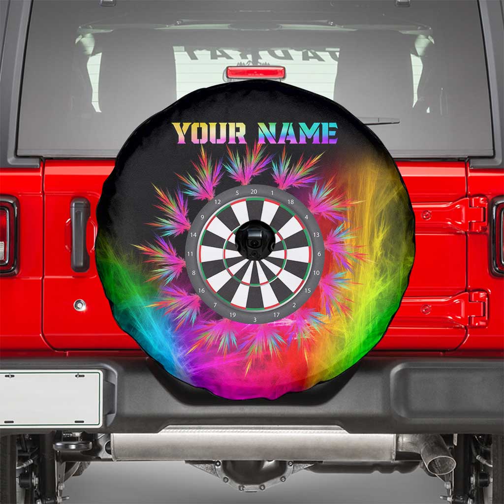 Personalized Colorful Neon Darts Spare Tire Cover with Bold Abstract Background - Wonder Print Shop