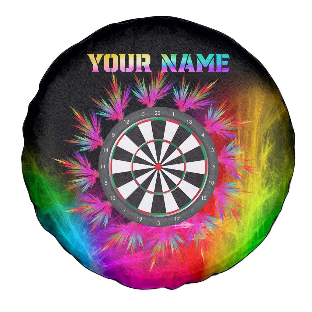 Personalized Colorful Neon Darts Spare Tire Cover with Bold Abstract Background - Wonder Print Shop