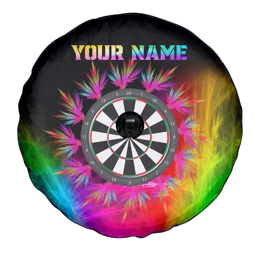 Personalized Colorful Neon Darts Spare Tire Cover with Bold Abstract Background - Wonder Print Shop