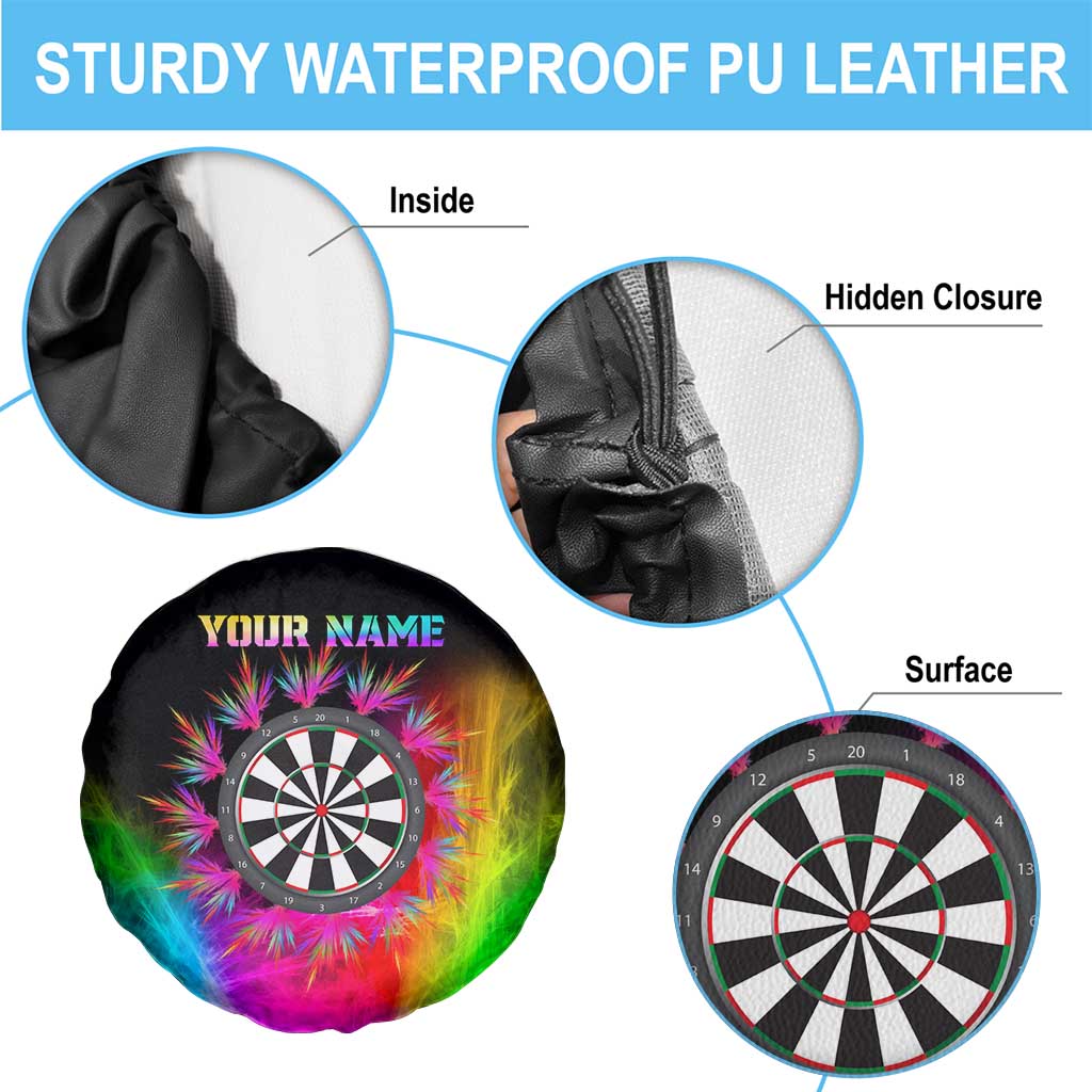 Personalized Colorful Neon Darts Spare Tire Cover with Bold Abstract Background - Wonder Print Shop