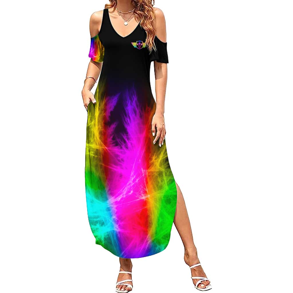 Personalized Colorful Neon Darts Summer Maxi Dress with Bold Abstract Background - Wonder Print Shop