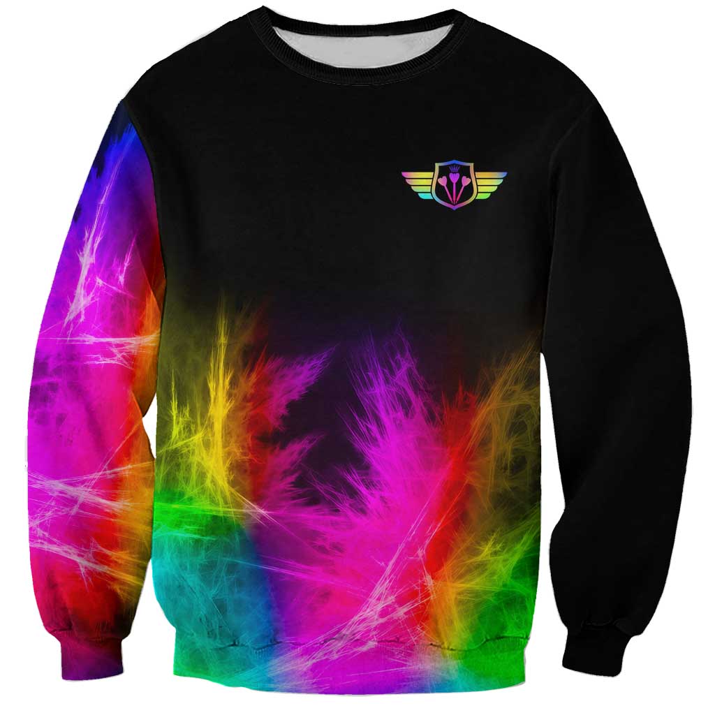 Personalized Colorful Neon Darts Sweatshirt with Bold Abstract Background - Wonder Print Shop
