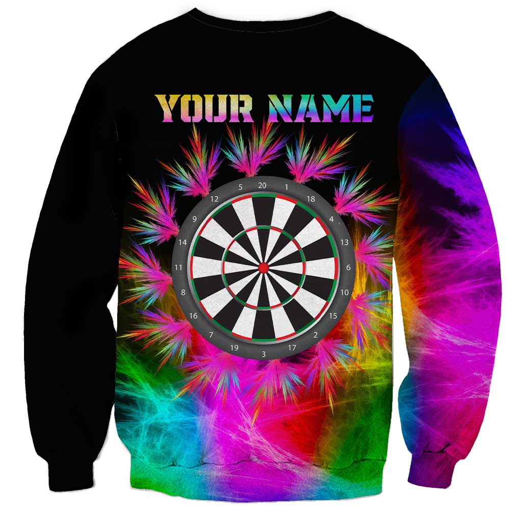 Personalized Colorful Neon Darts Sweatshirt with Bold Abstract Background - Wonder Print Shop