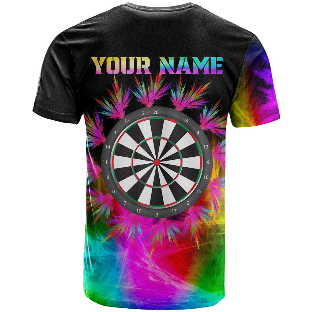 Personalized Colorful Neon Darts T Shirt with Bold Abstract Background - Wonder Print Shop