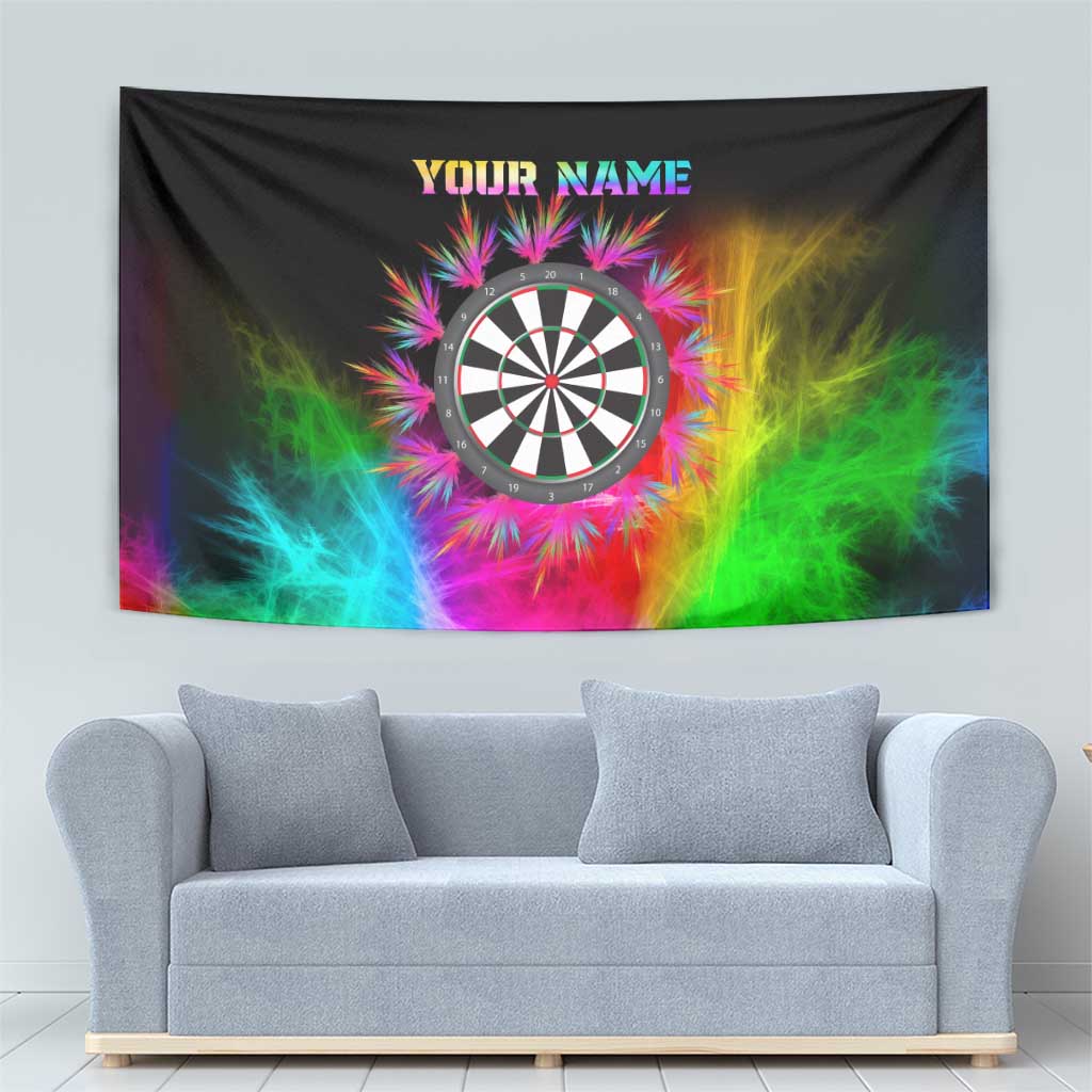 Personalized Colorful Neon Darts Tapestry with Bold Abstract Background - Wonder Print Shop