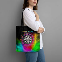 Personalized Colorful Neon Darts Tote Bag with Bold Abstract Background - Wonder Print Shop