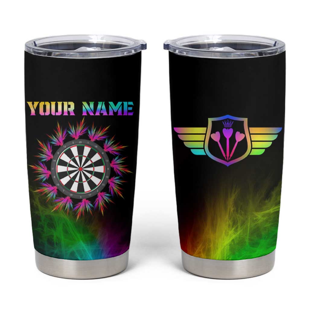 Personalized Colorful Neon Darts Tumbler Cup with Bold Abstract Background - Wonder Print Shop