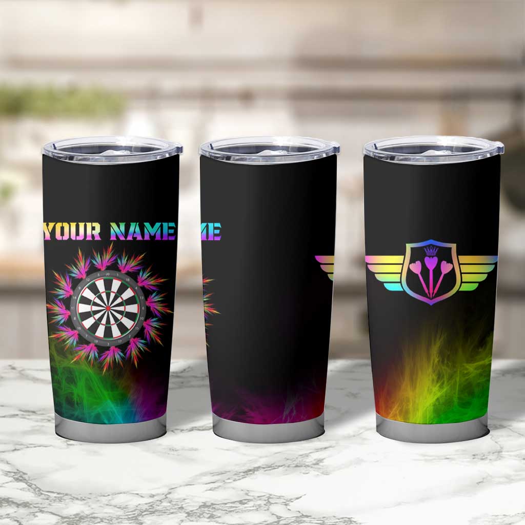 Personalized Colorful Neon Darts Tumbler Cup with Bold Abstract Background - Wonder Print Shop