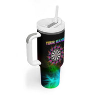Personalized Colorful Neon Darts Tumbler With Handle with Bold Abstract Background - Wonder Print Shop
