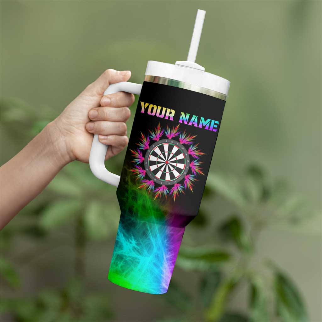 Personalized Colorful Neon Darts Tumbler With Handle with Bold Abstract Background - Wonder Print Shop