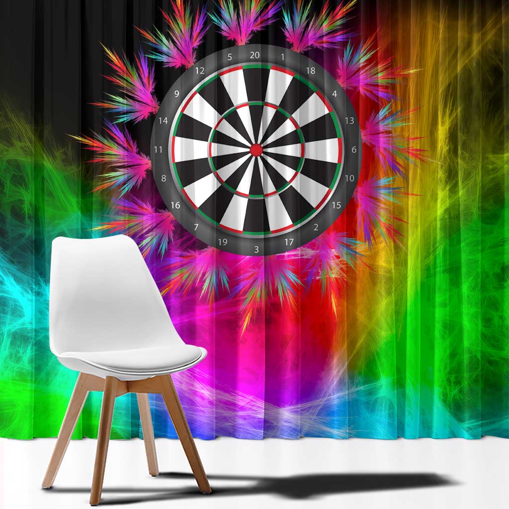 Personalized Colorful Neon Darts Window Curtain with Bold Abstract Background - Wonder Print Shop
